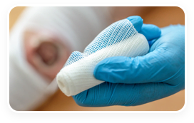 Atlanta wound care nurse caring for a patient's infected wound.